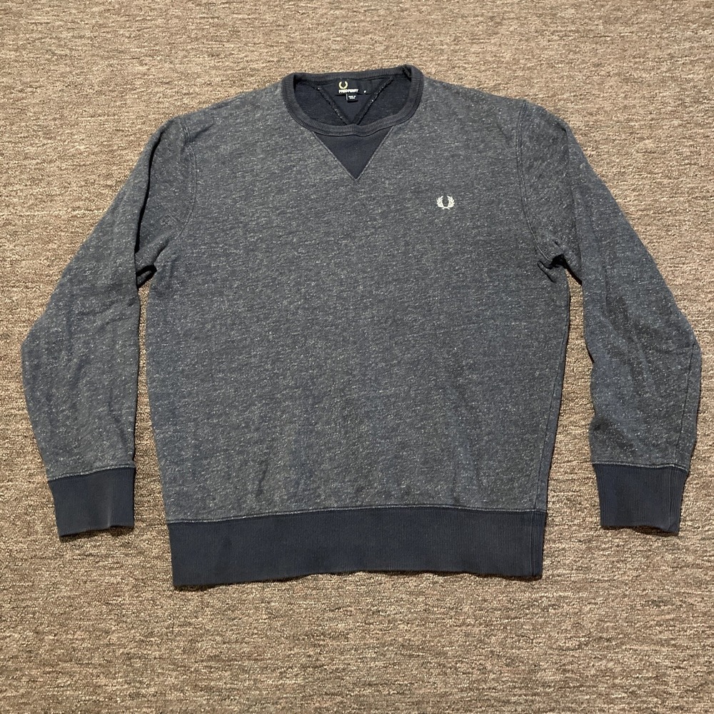 Fred Perry Sweater Jumper Pullover Sweatshirt Blue Crew Neck Men's Size M Medium